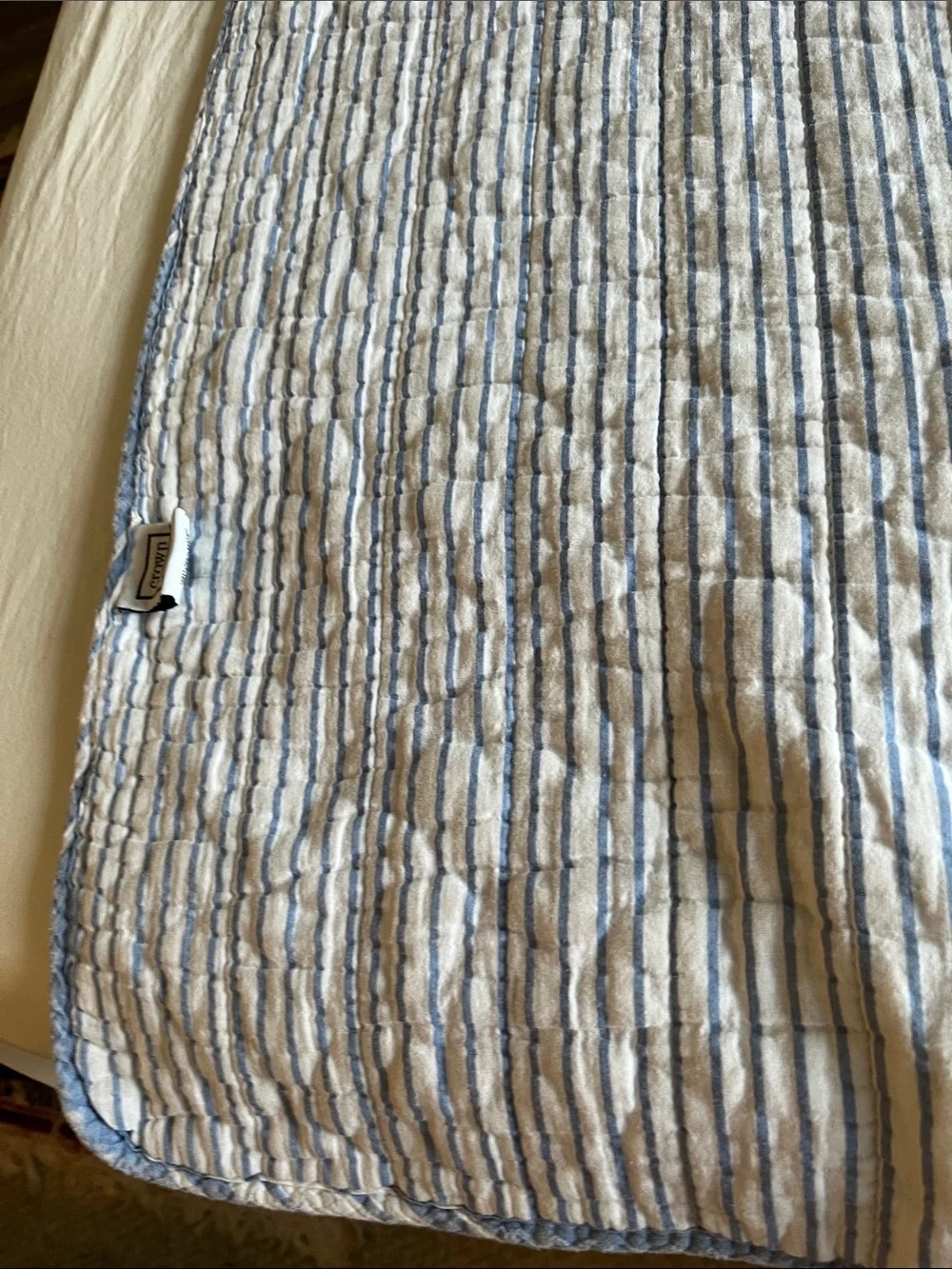 Crown & Ive Denim Blue and White Striped Comforter - Twin  74x80